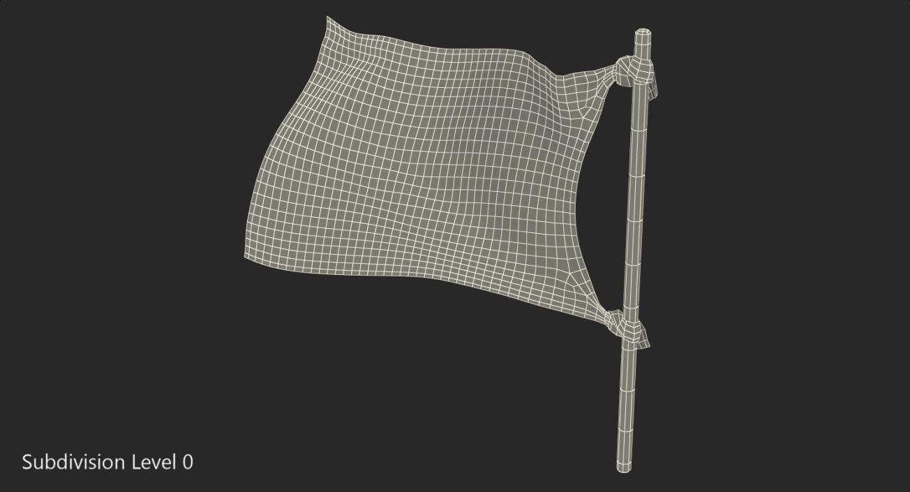 3D model Old Black Flag on Wooden Stick