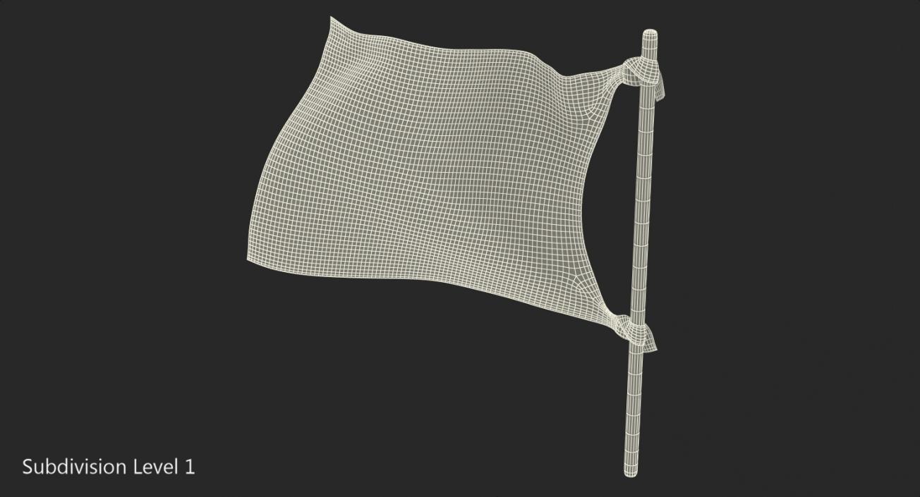 3D model Old Black Flag on Wooden Stick