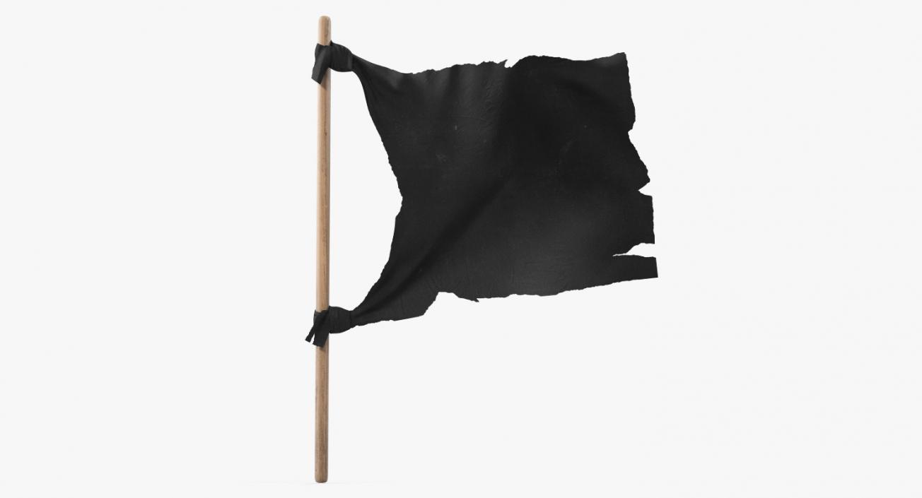 3D model Old Black Flag on Wooden Stick