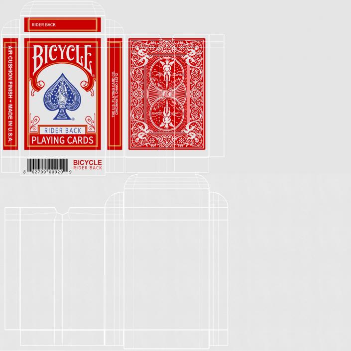 3D model Bicycle Playing Cards Pack Red