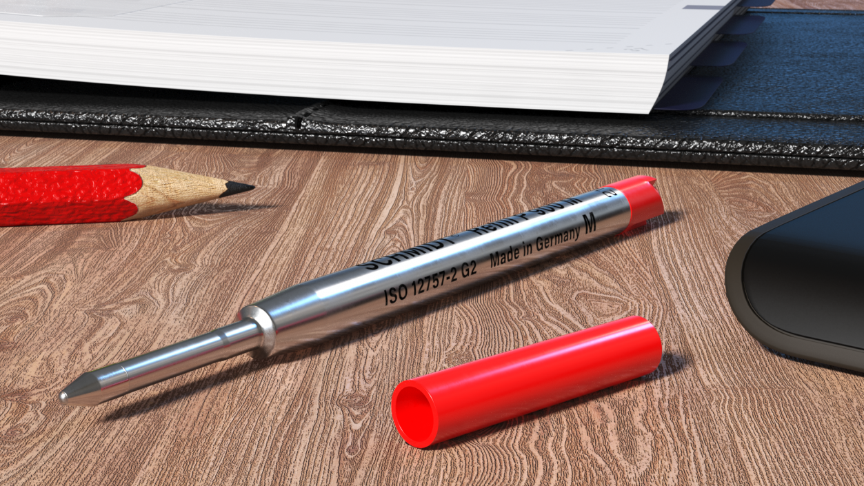 Red Ballpoint Pen Refill 3D model