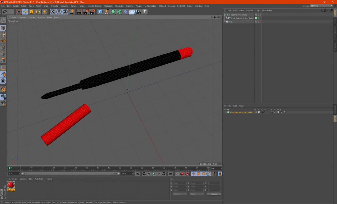 Red Ballpoint Pen Refill 3D model