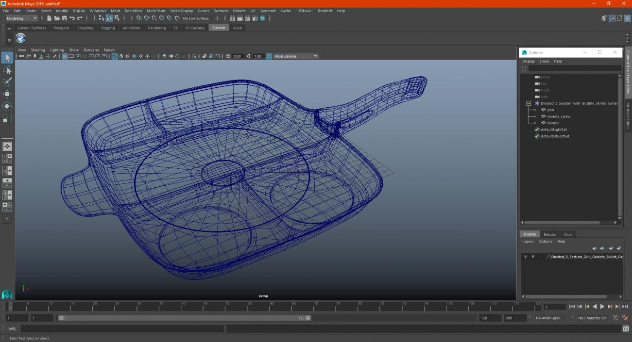 Divided 5 Section Grill Griddle Skillet Generic 3D