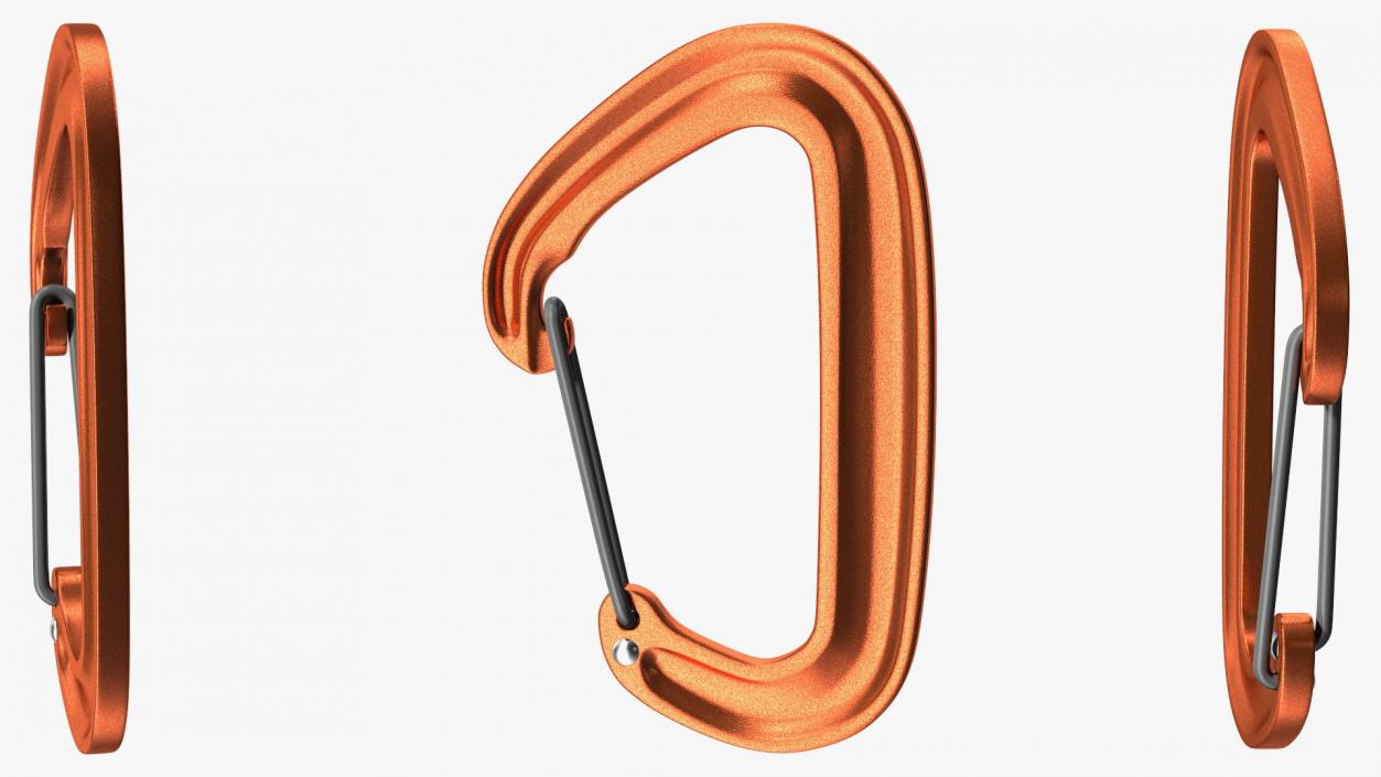 3D Carabiner Closed Orange model