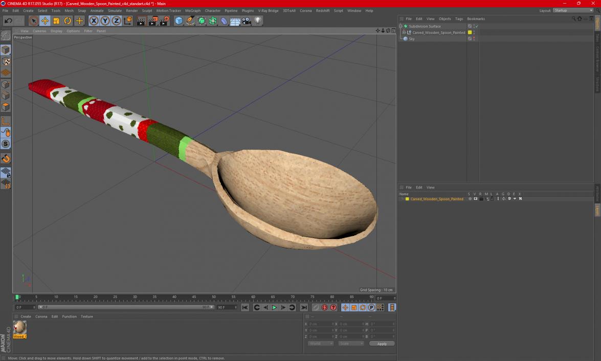 Carved Wooden Spoon Painted 3D