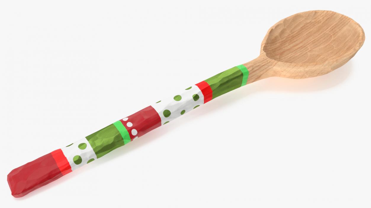 Carved Wooden Spoon Painted 3D