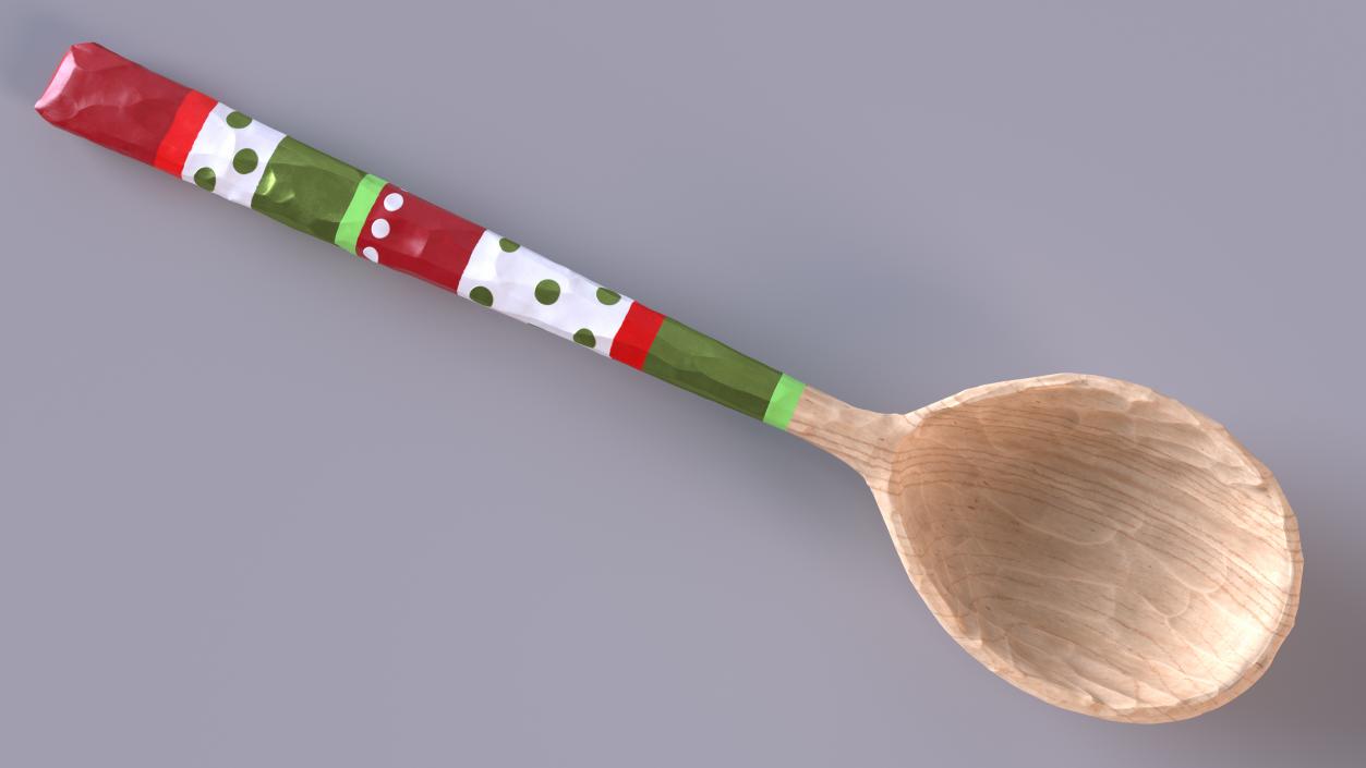 Carved Wooden Spoon Painted 3D