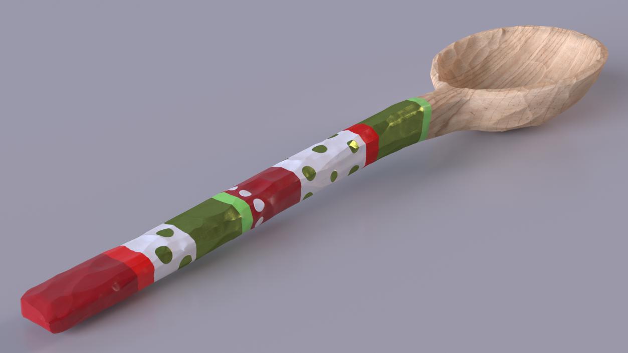 Carved Wooden Spoon Painted 3D