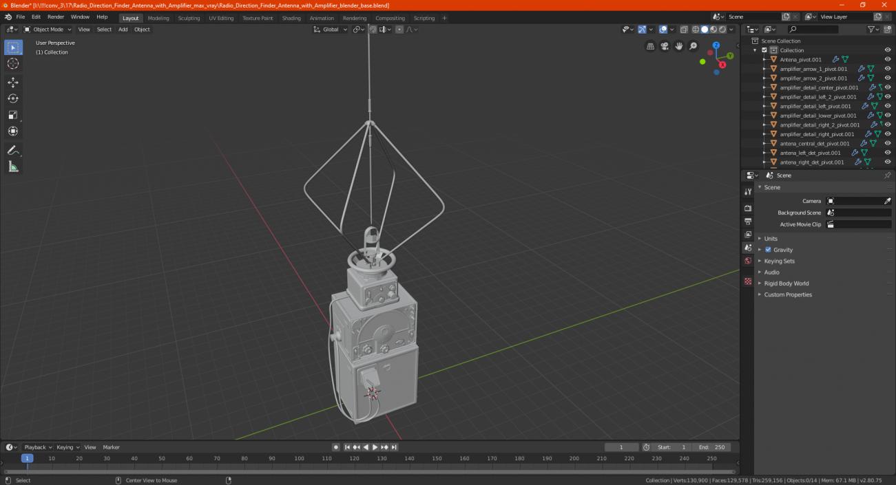 3D model Radio Direction Finder Antenna with Amplifier