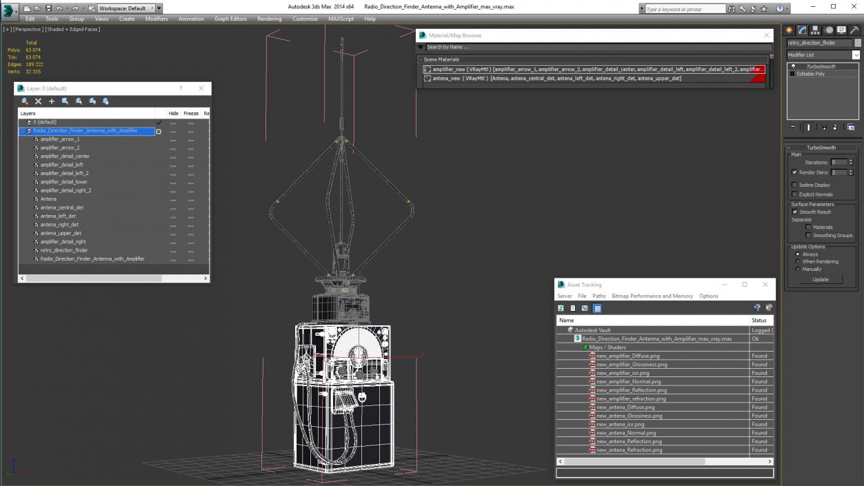 3D model Radio Direction Finder Antenna with Amplifier