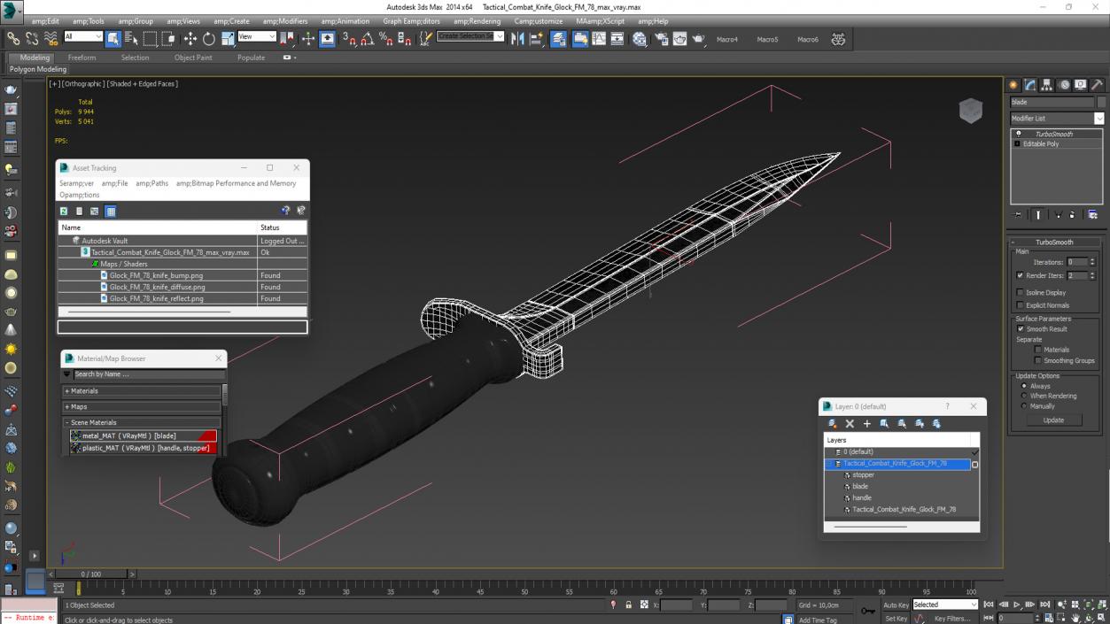 3D Tactical Combat Knife Glock FM 79 model