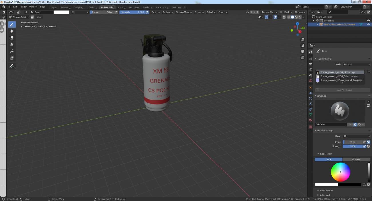 3D XM58 Riot Control CS Grenade model