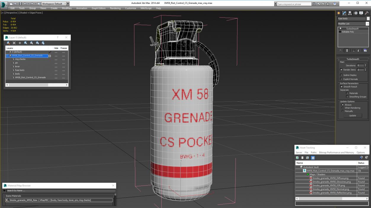 3D XM58 Riot Control CS Grenade model