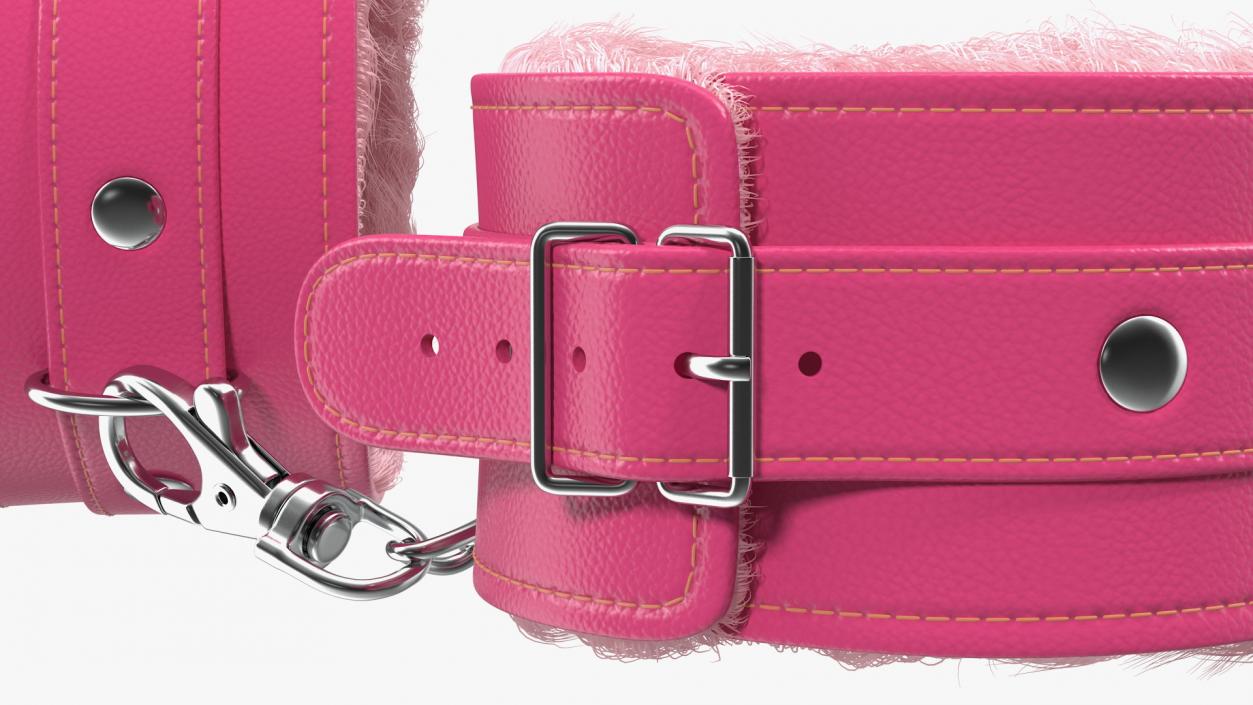 3D Pink Leather Wrist Cuffs with Fur model