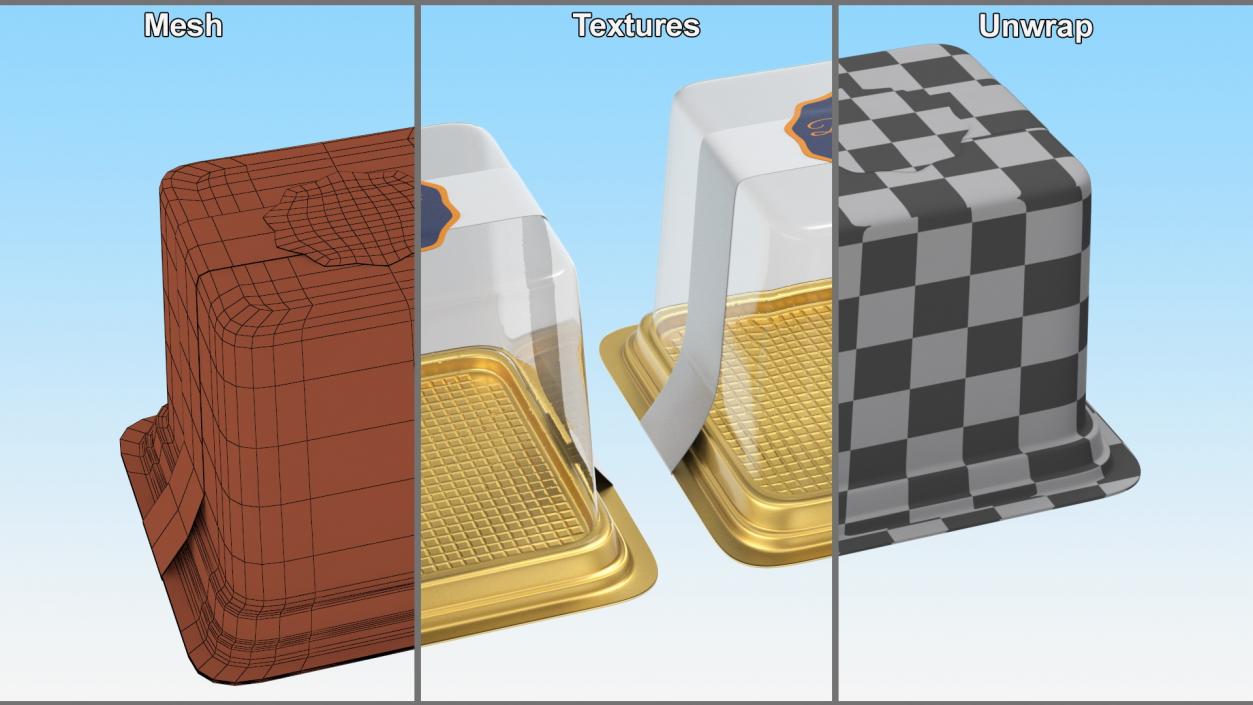 3D Cake Slice Box Square Gold