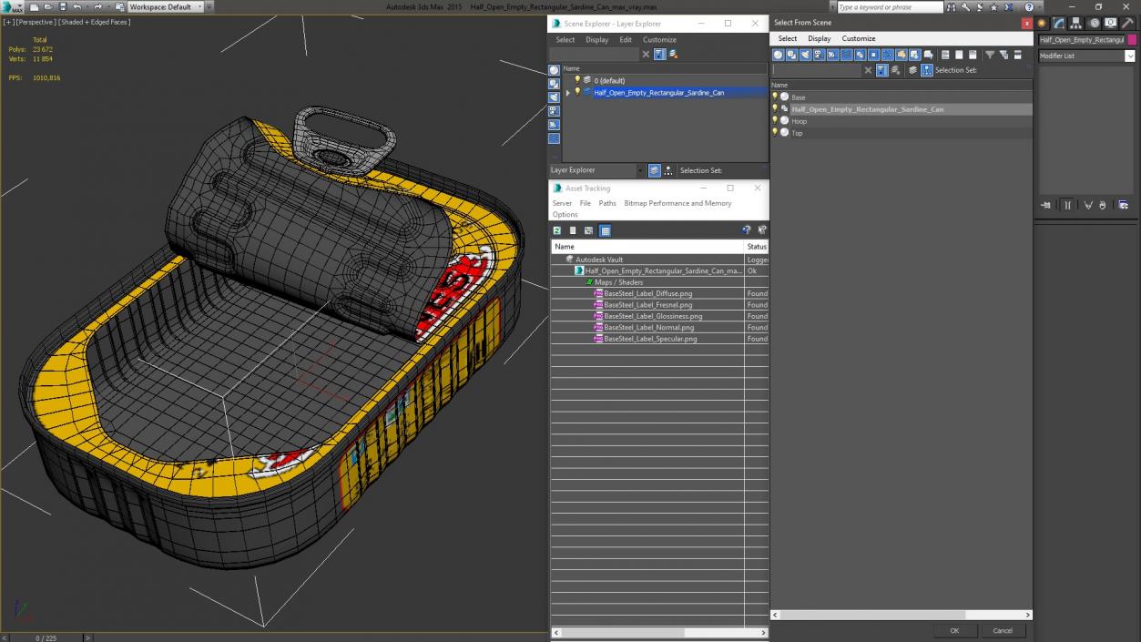 Half Open Empty Rectangular Sardine Can 3D model