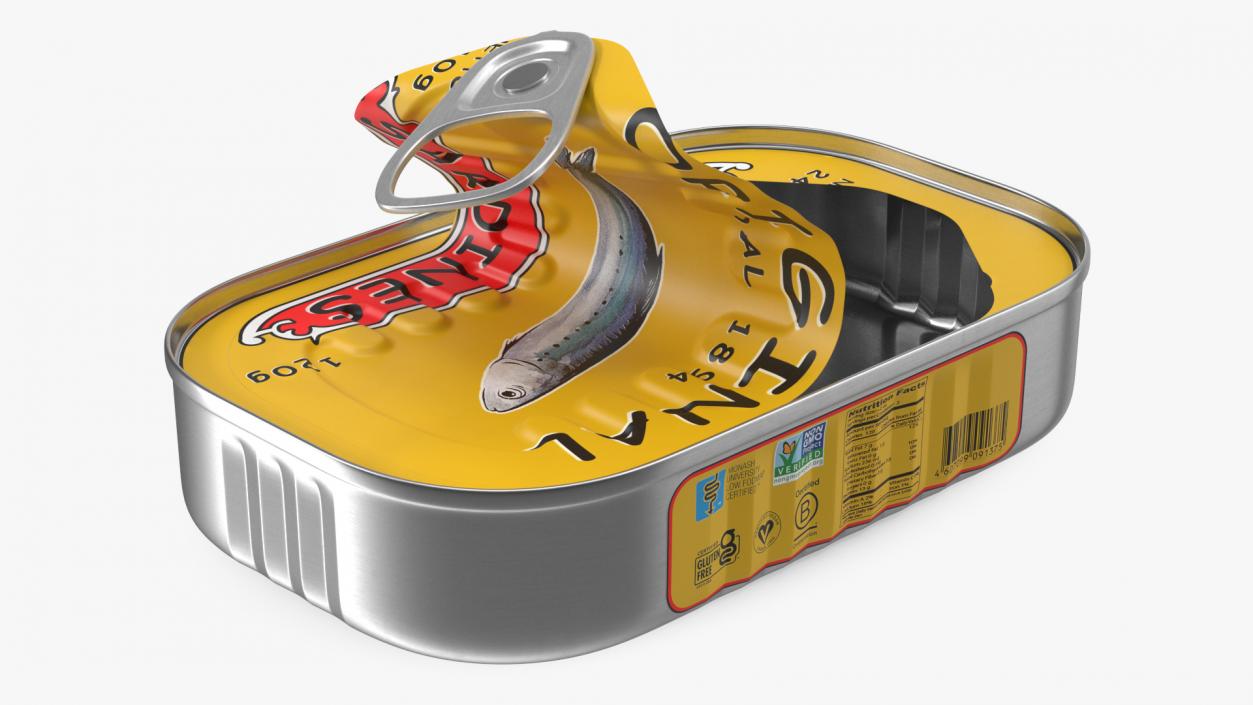 Half Open Empty Rectangular Sardine Can 3D model