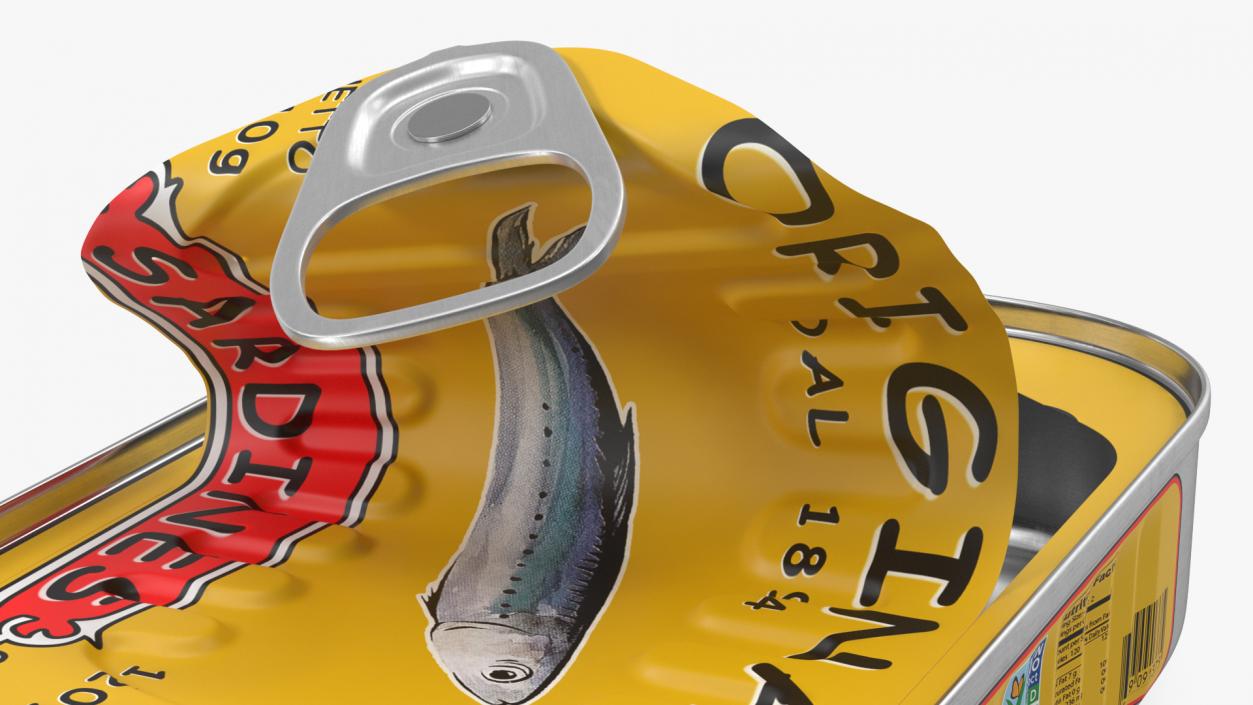 Half Open Empty Rectangular Sardine Can 3D model