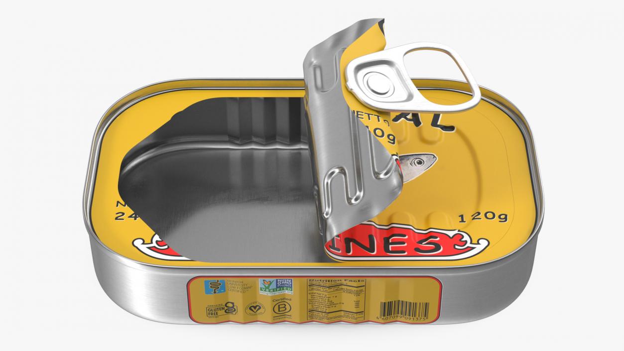 Half Open Empty Rectangular Sardine Can 3D model