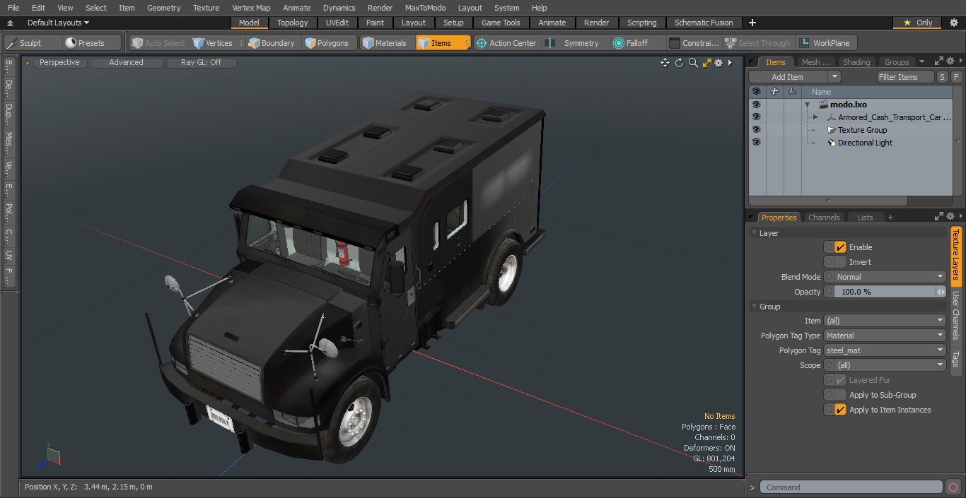 Armored Cash Transport Car Black 3D