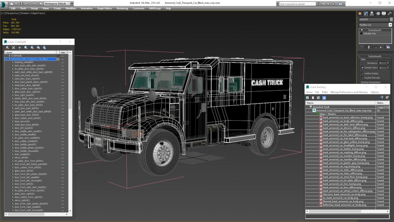 Armored Cash Transport Car Black 3D