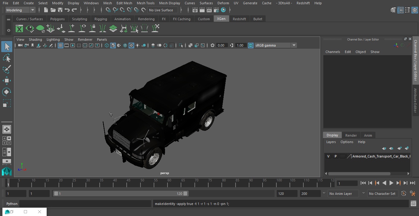 Armored Cash Transport Car Black 3D