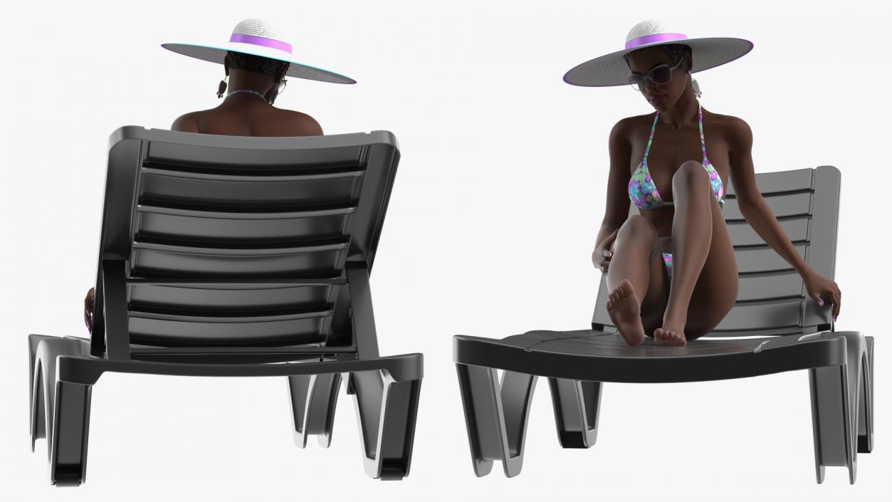 3D model Dark Skin Women in Bikini with Jacuzzi  Collection