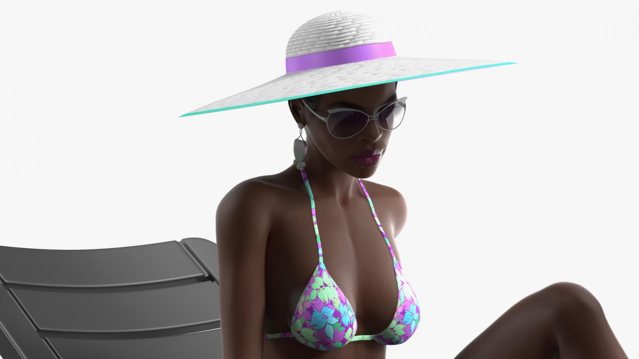 3D model Dark Skin Women in Bikini with Jacuzzi  Collection