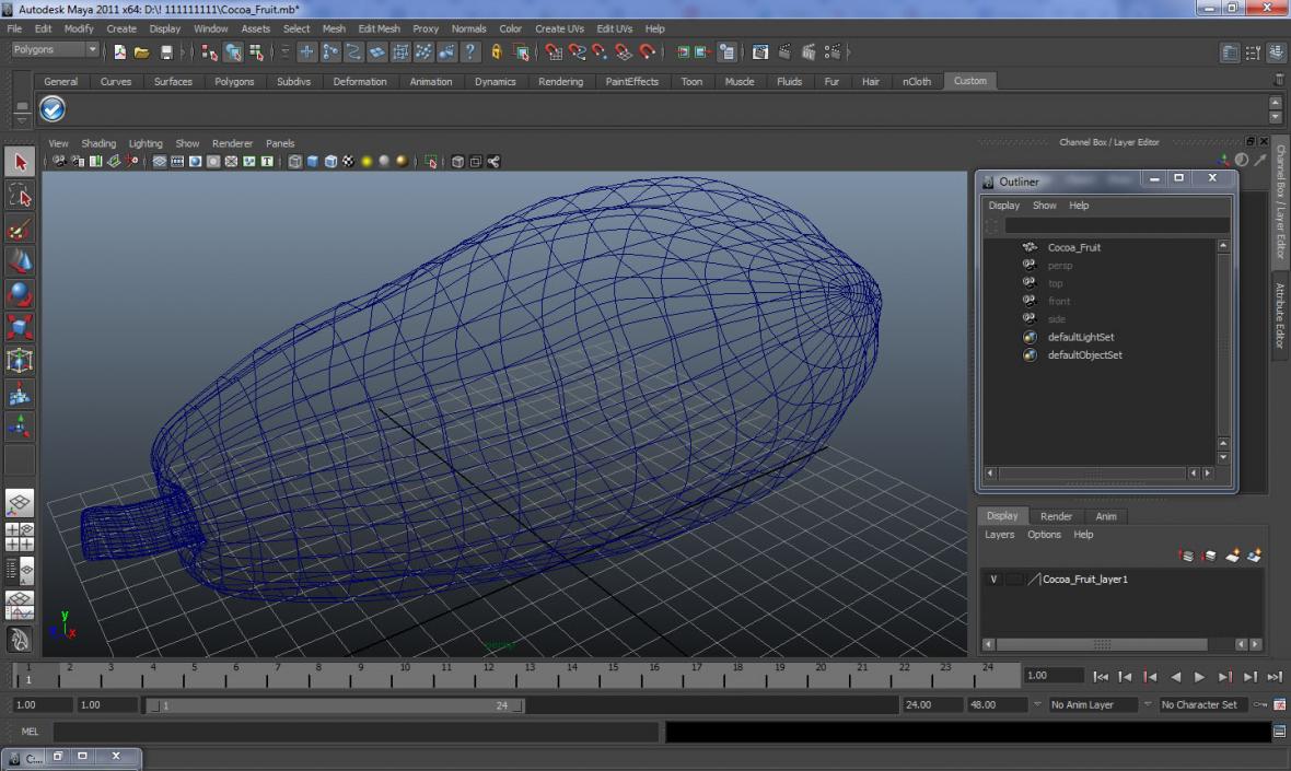 3D Yellow Cocoa Fruit model