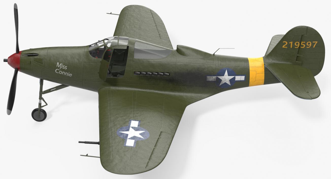 3D American WWII Fighter Aircraft P-39 Aircobra Rigged