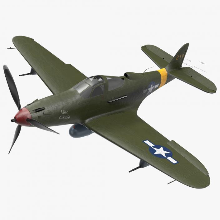 3D American WWII Fighter Aircraft P-39 Aircobra Rigged