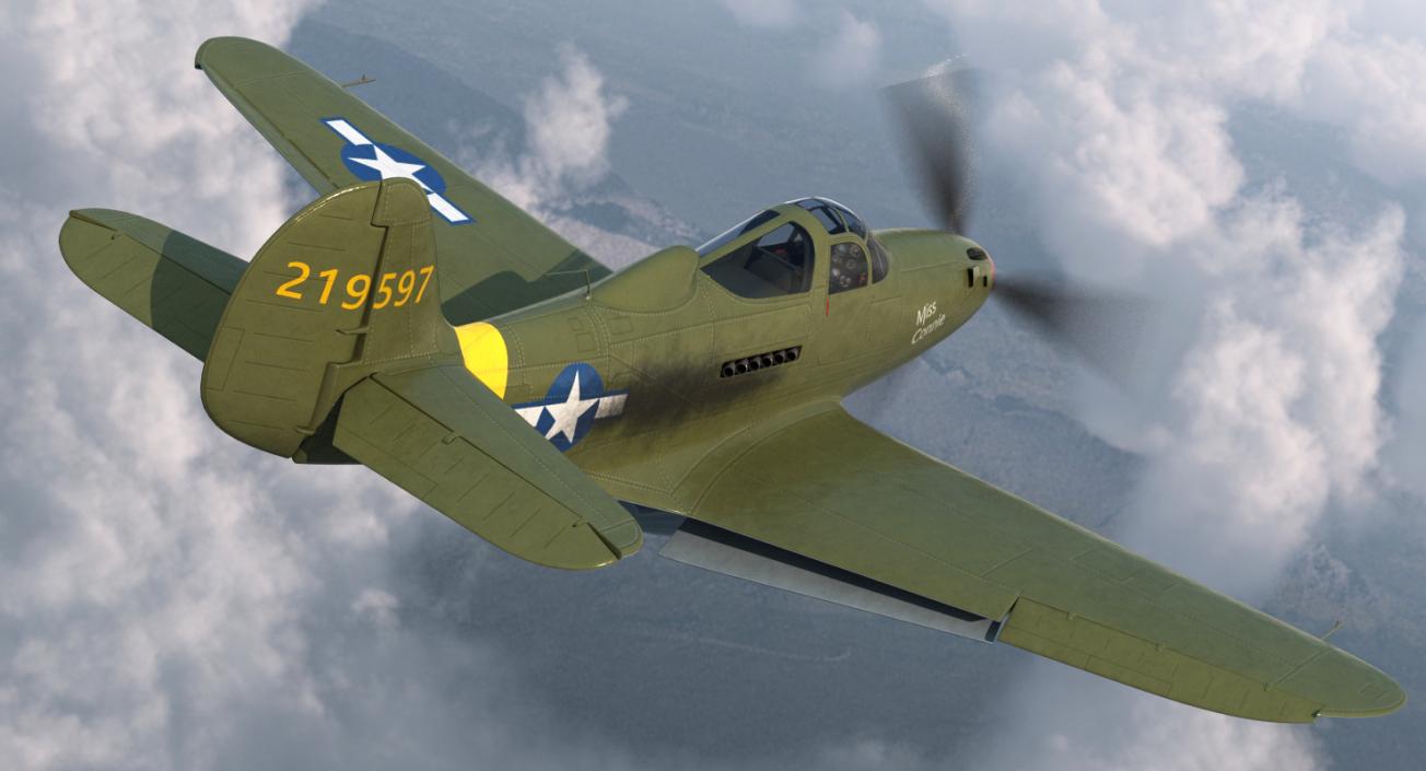 3D American WWII Fighter Aircraft P-39 Aircobra Rigged