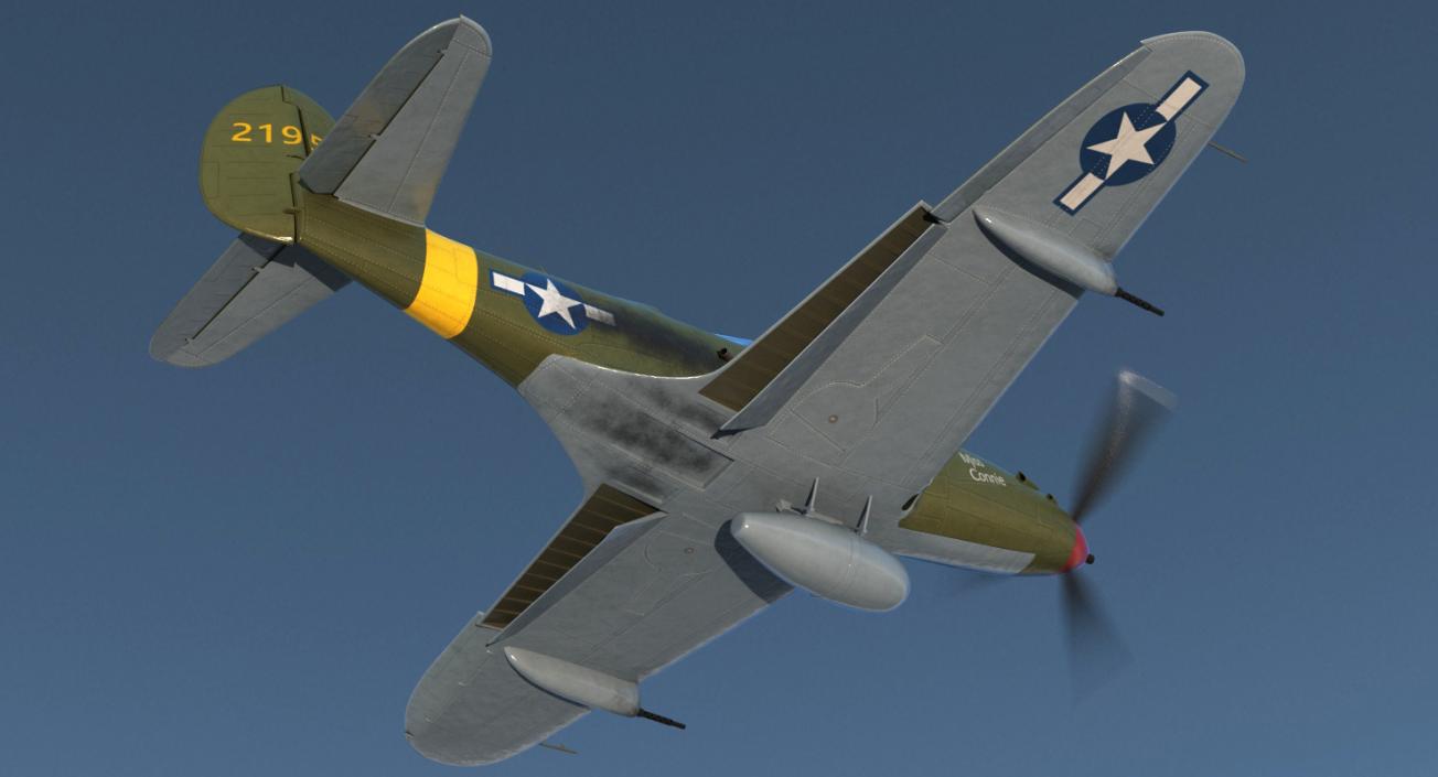 3D American WWII Fighter Aircraft P-39 Aircobra Rigged