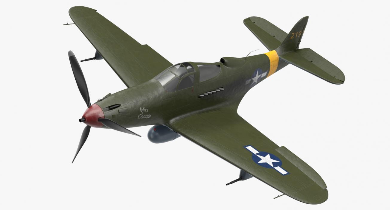 3D American WWII Fighter Aircraft P-39 Aircobra Rigged