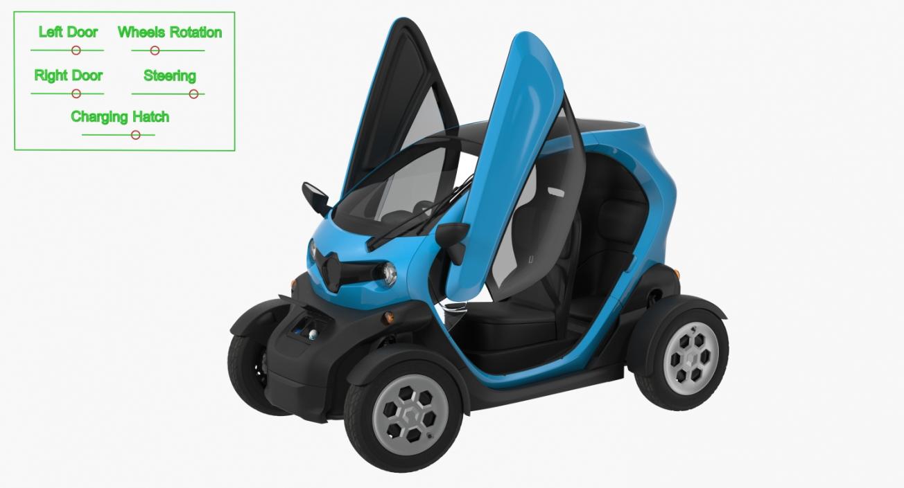 Mini Electric Car Generic Rigged 3D