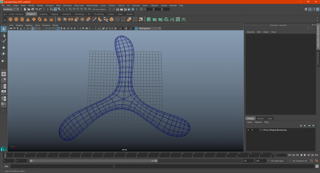 Three Winged Boomerang 3D