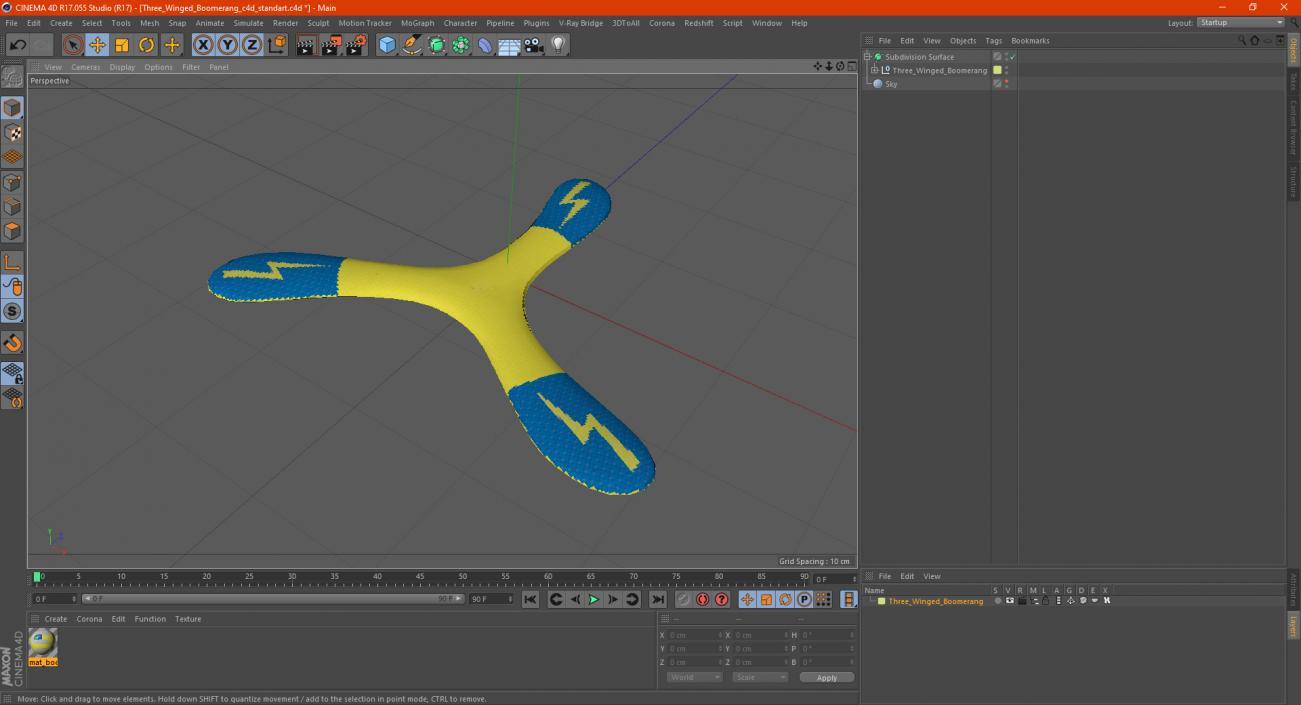 Three Winged Boomerang 3D