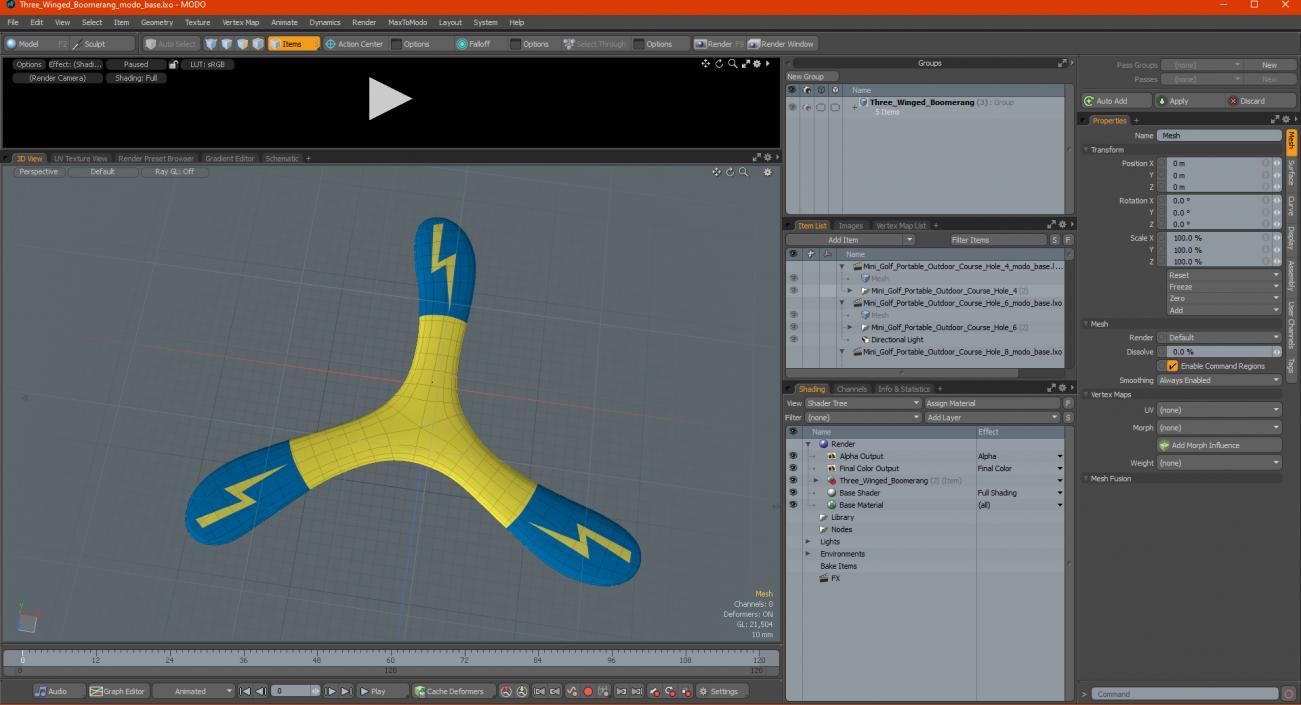 Three Winged Boomerang 3D