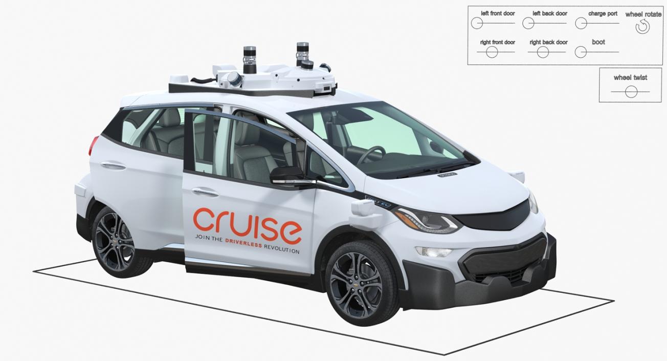 GM Cruise Automation Bolt EV Self Driving Car Rigged 3D