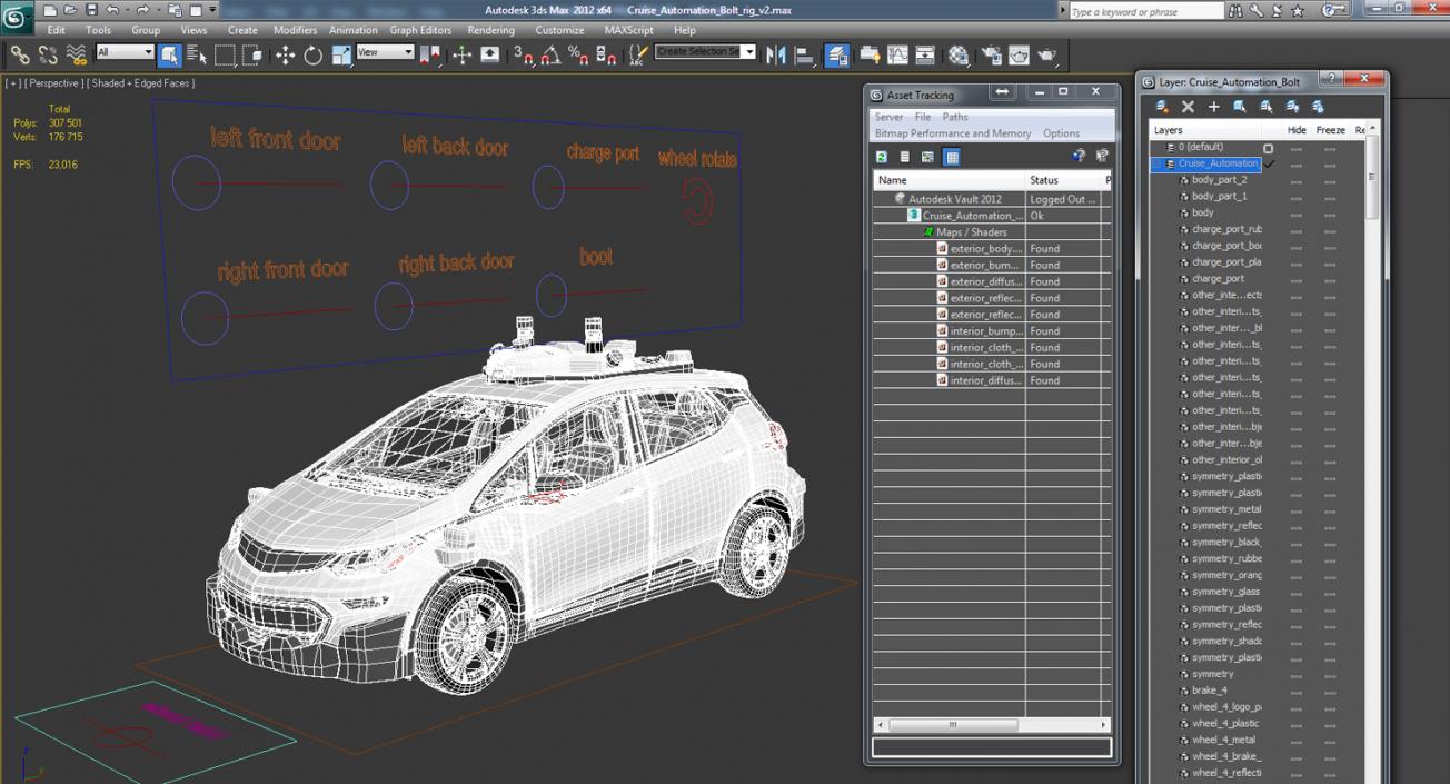 GM Cruise Automation Bolt EV Self Driving Car Rigged 3D