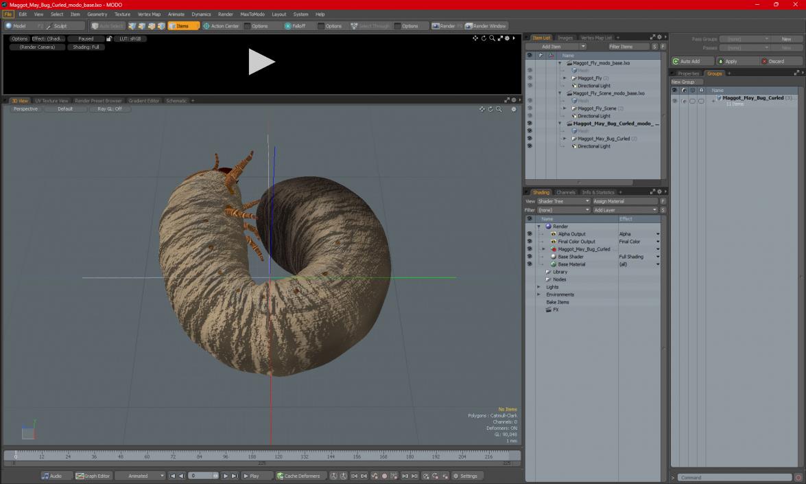 3D Maggot May Bug Curled