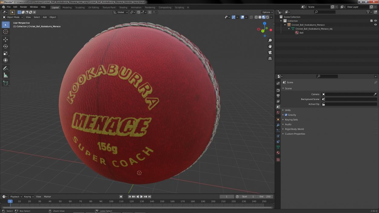 3D model Cricket Ball Kookaburra Menace