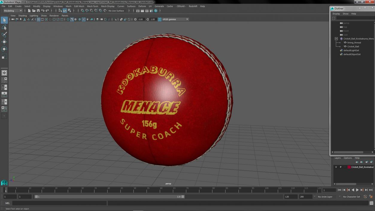 3D model Cricket Ball Kookaburra Menace