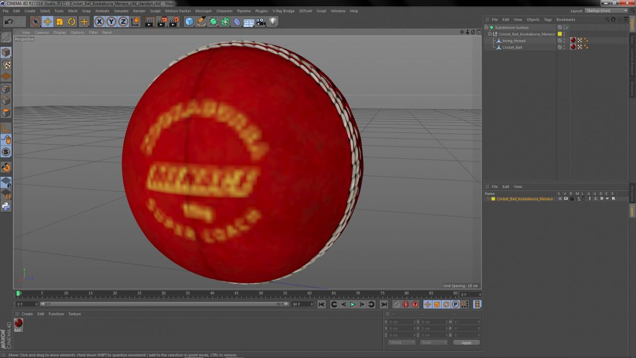 3D model Cricket Ball Kookaburra Menace