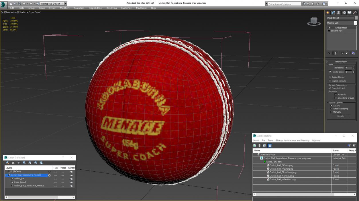 3D model Cricket Ball Kookaburra Menace