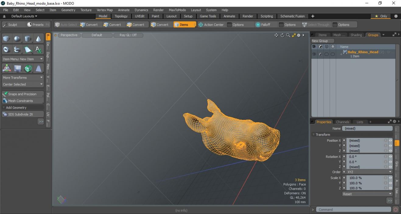 3D model Baby Rhino Head