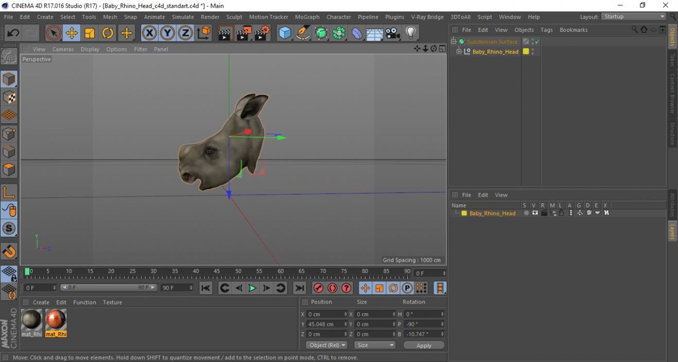 3D model Baby Rhino Head