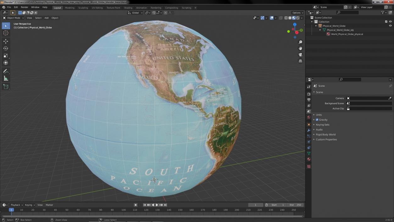 3D model Physical World Globe