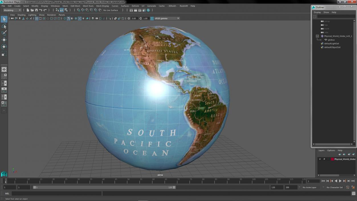 3D model Physical World Globe