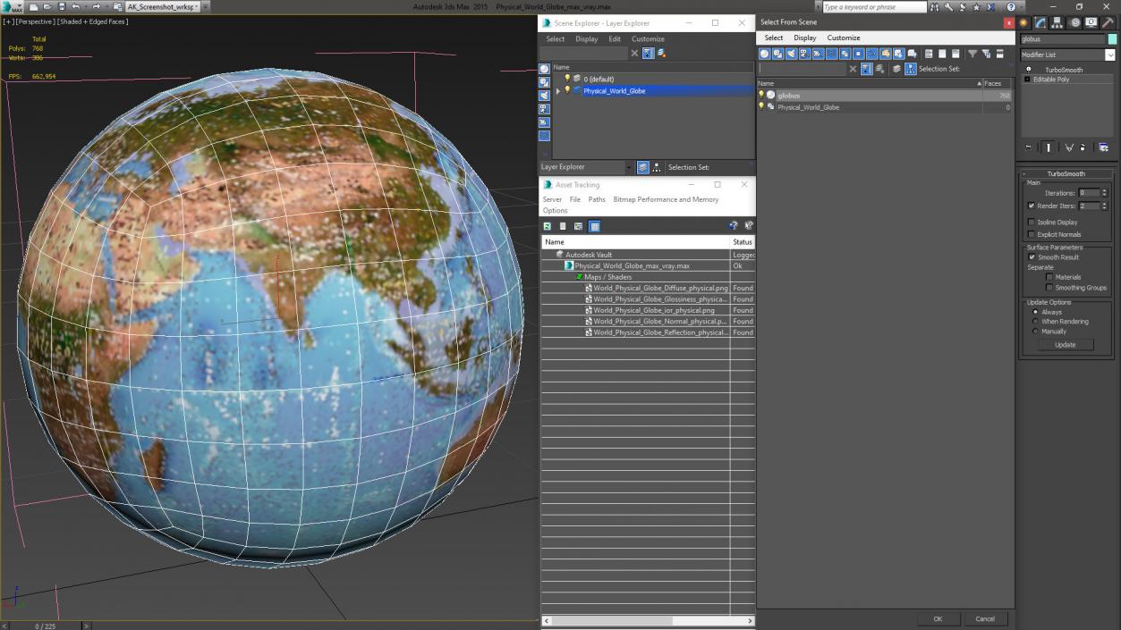 3D model Physical World Globe